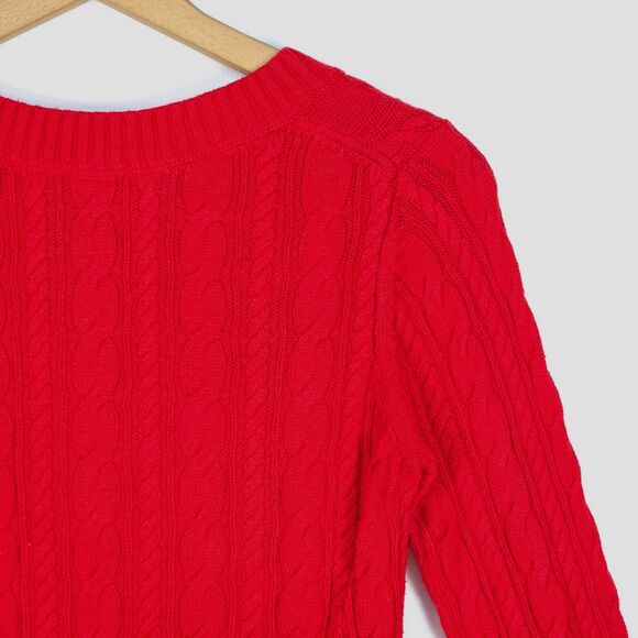 Chunky Cable Knit Sweater Women Petite Large VNeck Cozy Pullover Casual JCPenney - Picture 14 of 16